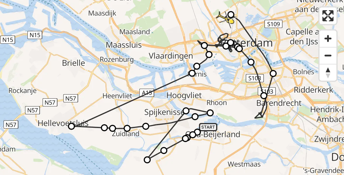 Routekaart van de vlucht: Politieheli naar Rotterdam The Hague Airport, Pijlstaart