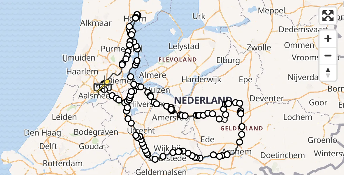 Routekaart van de vlucht: Politieheli naar Schiphol, Voltweg