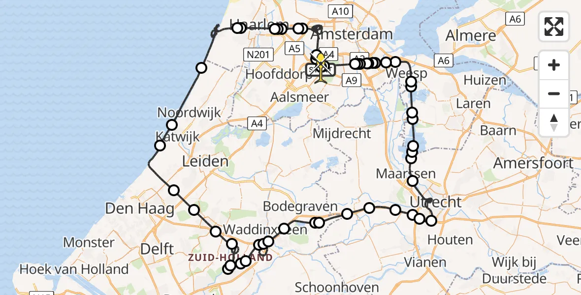 Routekaart van de vlucht: Politieheli naar Schiphol, Thermiekstraat