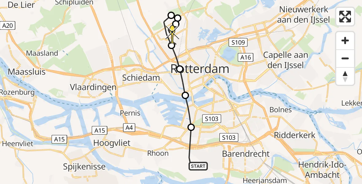 Routekaart van de vlucht: Lifeliner 2 naar Rotterdam The Hague Airport, Poelweg