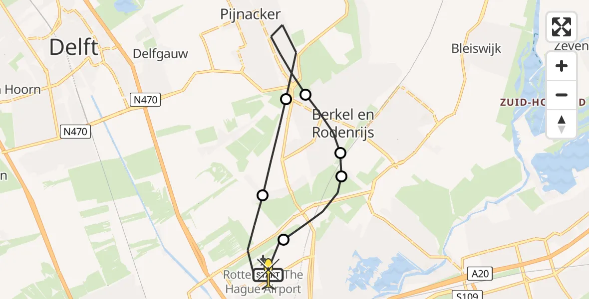 Routekaart van de vlucht: Lifeliner 2 naar Rotterdam The Hague Airport, Beppie Nooijstraat