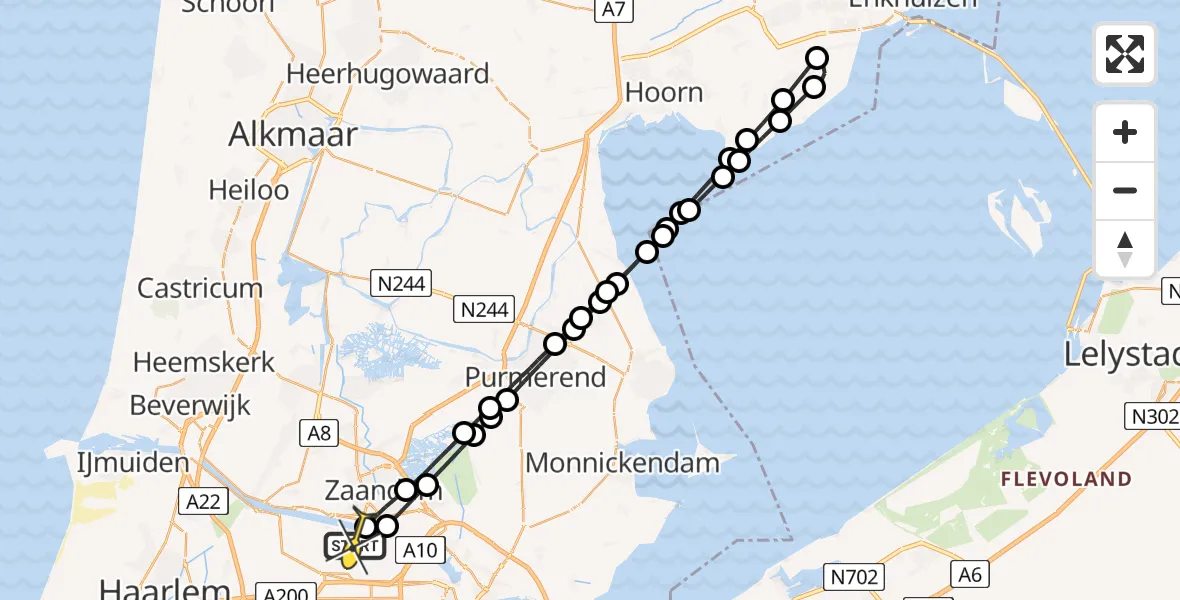 Routekaart van de vlucht: Lifeliner 1 naar Amsterdam Heliport, Elbaweg