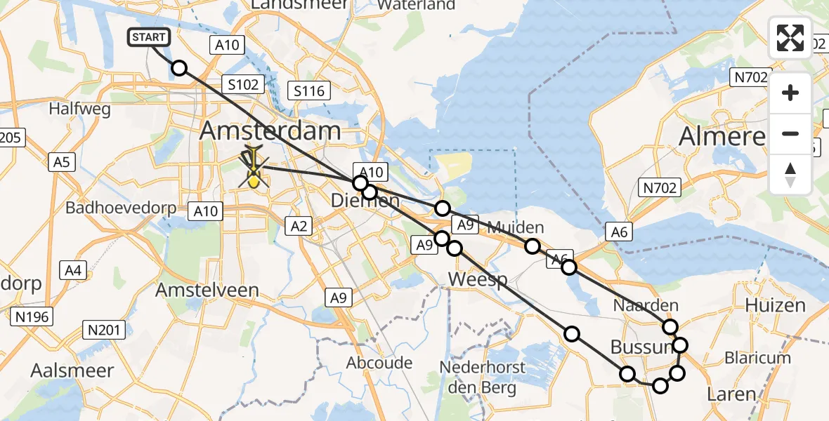 Routekaart van de vlucht: Lifeliner 1 naar Amsterdam, Maltaweg