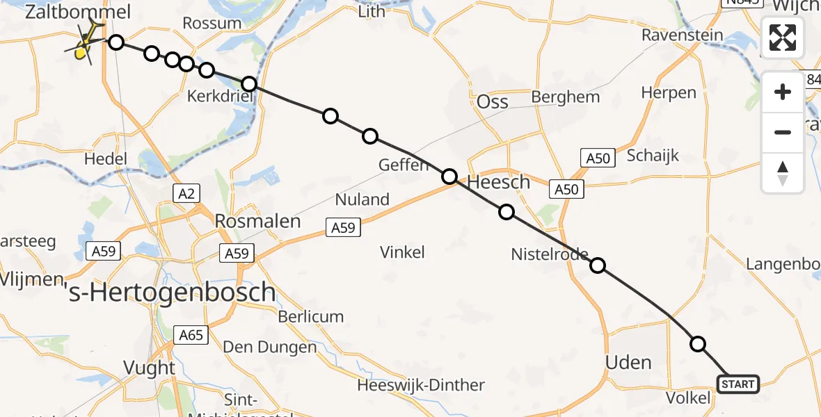 Routekaart van de vlucht: Lifeliner 3 naar Zaltbommel, Zeelandsedijk