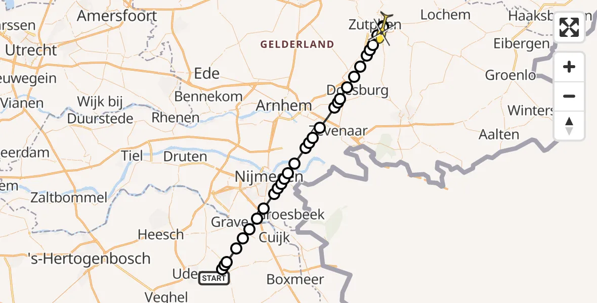 Routekaart van de vlucht: Lifeliner 3 naar Zutphen, Nieuwedijk