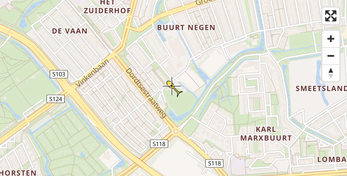 Routekaart van de vlucht: Lifeliner 1 naar Rotterdam