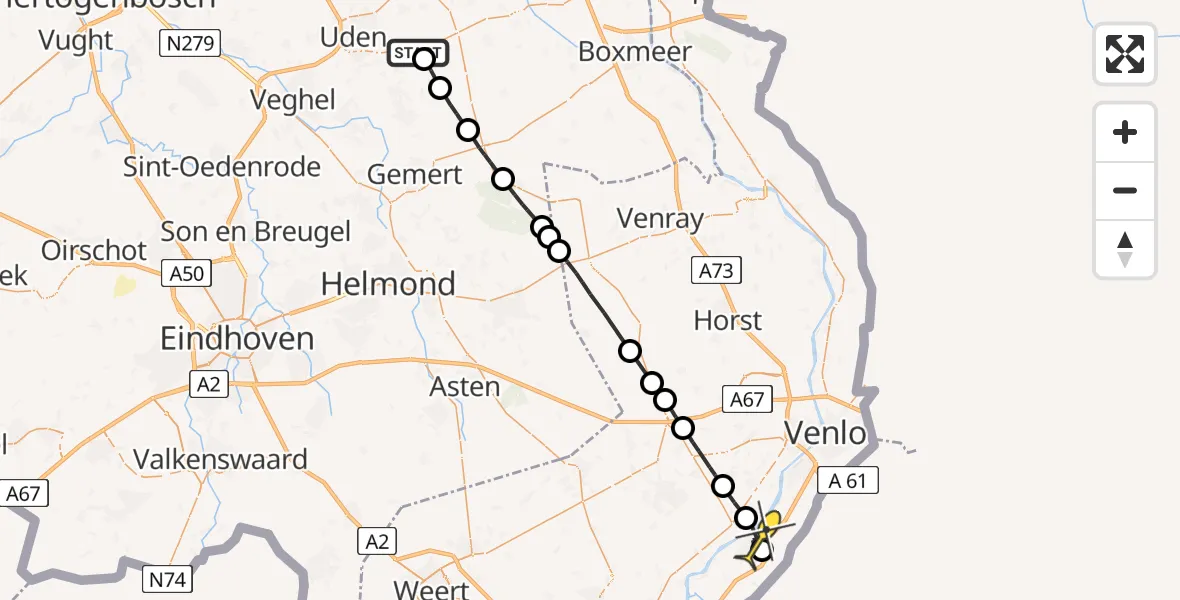 Routekaart van de vlucht: Lifeliner 3 naar Reuver, Jeanny van Kuppeveltpad