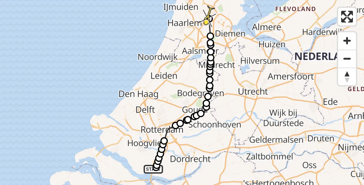 Routekaart van de vlucht: Lifeliner 1 naar Amsterdam Heliport, Laan 19