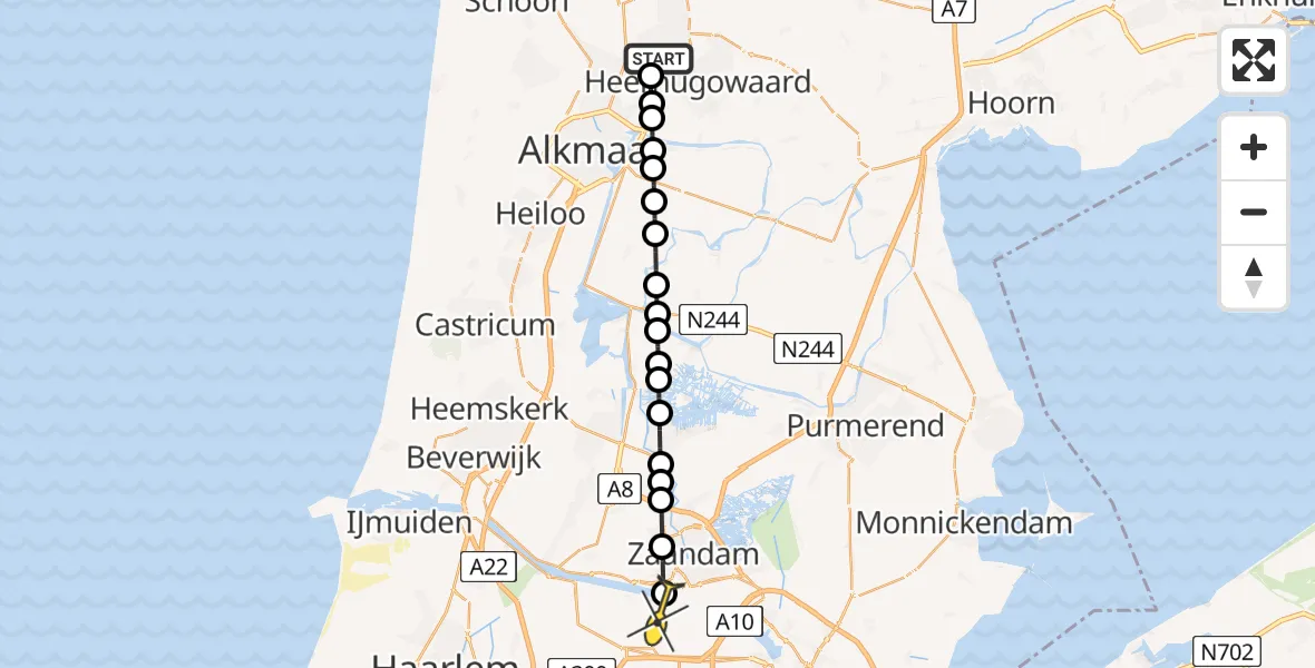 Routekaart van de vlucht: Lifeliner 1 naar Amsterdam Heliport, Twuyverweg