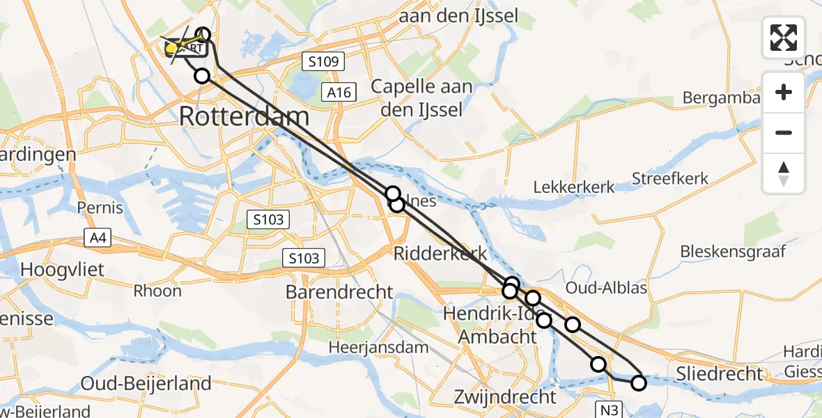 Routekaart van de vlucht: Lifeliner 2 naar Rotterdam The Hague Airport, Terletpad