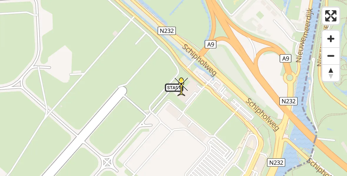 Routekaart van de vlucht: Politiehelikopter naar Schiphol, Walaardt Sacréstraat