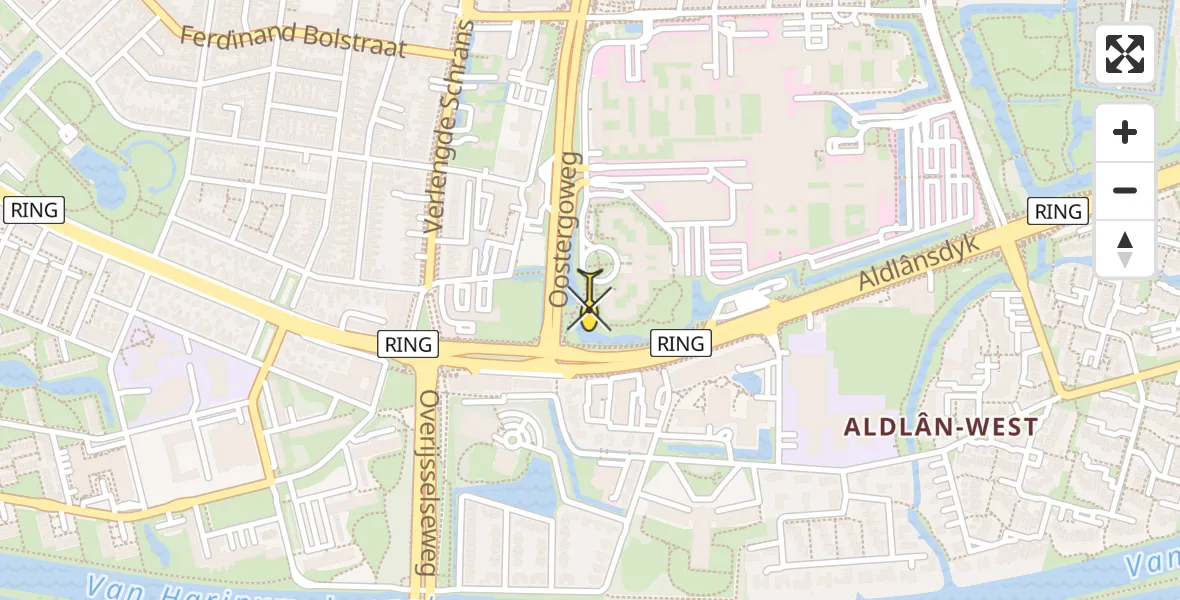 Vluchtroute Ambulancehelikopter van Leeuwarden naar Leeuwarden