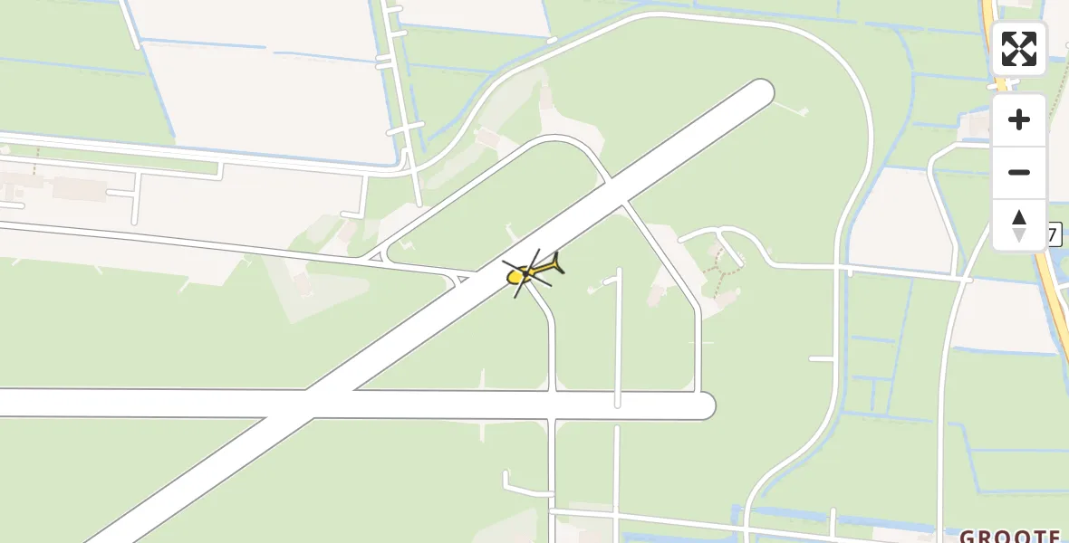 Vluchtroute Ambulancehelikopter van Vliegbasis Leeuwarden naar Vliegbasis Leeuwarden