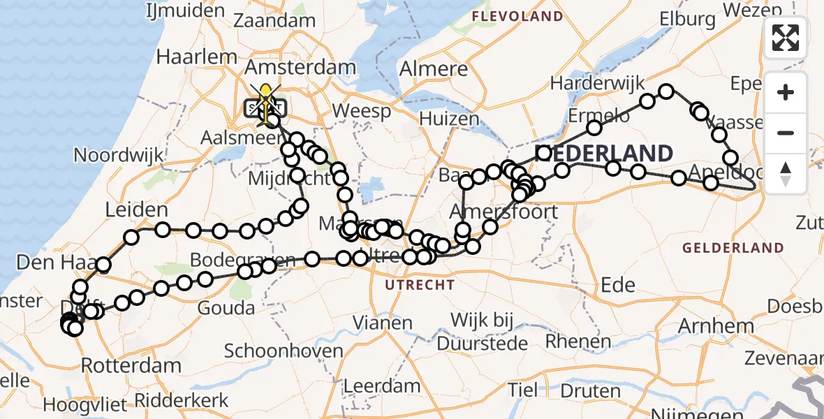 Routekaart van de vlucht: Politieheli naar Schiphol, Halim P.K. straat