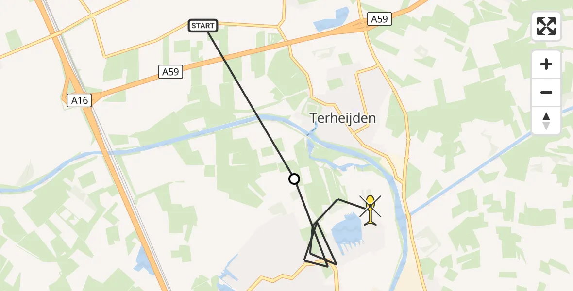 Routekaart van de vlucht: Lifeliner 2 naar Breda, Rietdijk