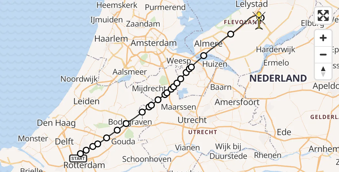 Routekaart van de vlucht: Lifeliner 2 naar Lelystad Airport, Doenkadepad