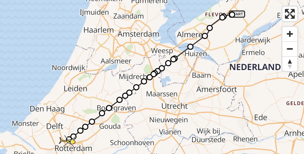 Routekaart van de vlucht: Lifeliner 2 naar Rotterdam The Hague Airport, Talingweg