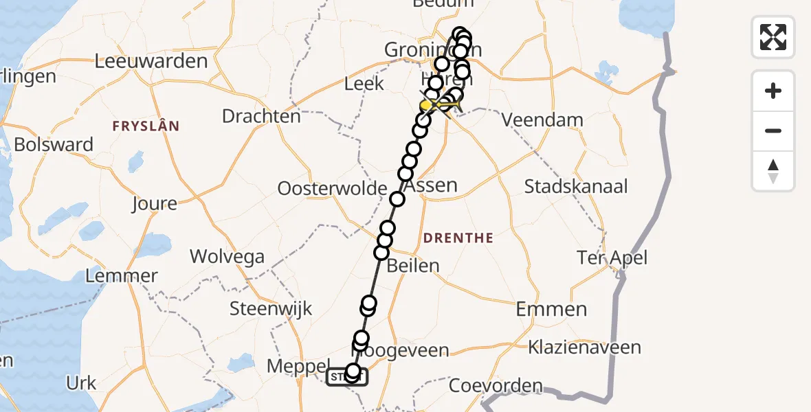 Routekaart van de vlucht: Lifeliner 4 naar Groningen Airport Eelde, Machlaan