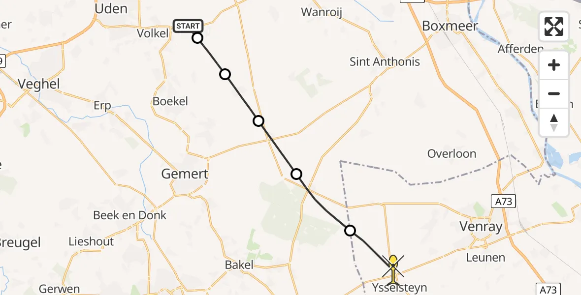 Routekaart van de vlucht: Lifeliner 3 naar Ysselsteyn, Houtduiflaan