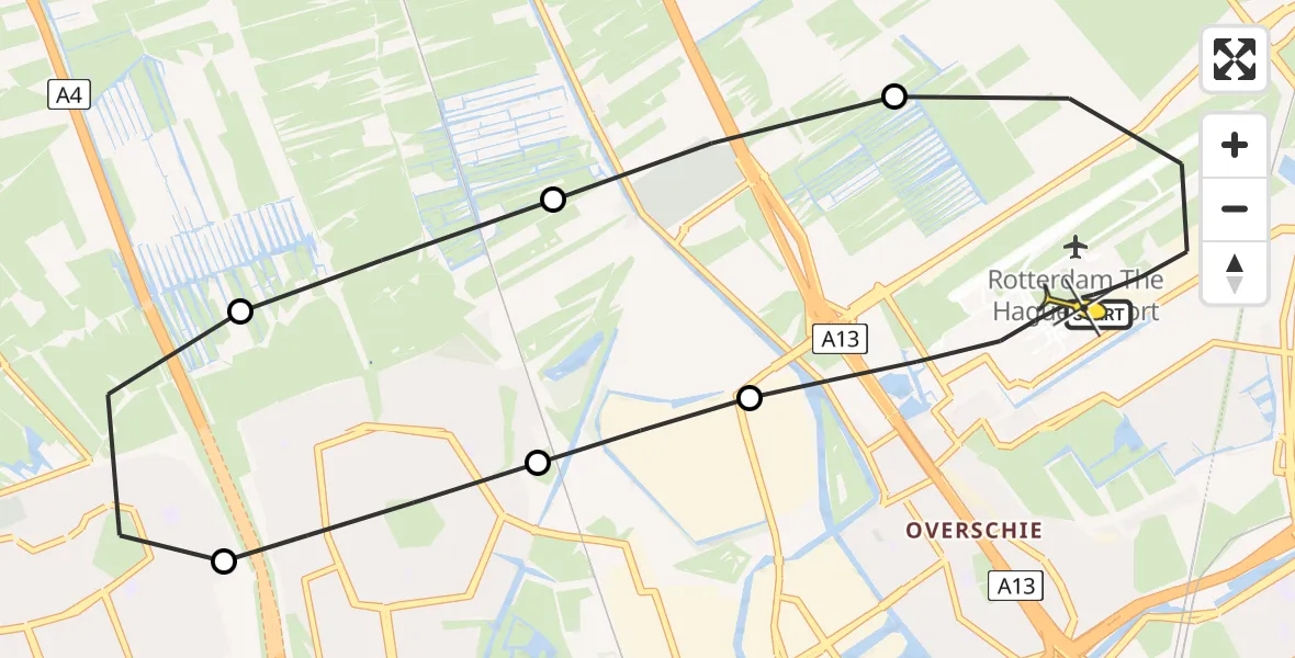 Routekaart van de vlucht: Lifeliner 2 naar Rotterdam The Hague Airport, Achterdijk