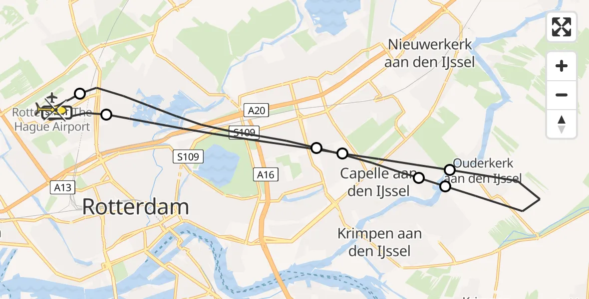 Routekaart van de vlucht: Lifeliner 2 naar Rotterdam The Hague Airport, Gilze-Rijenstraat