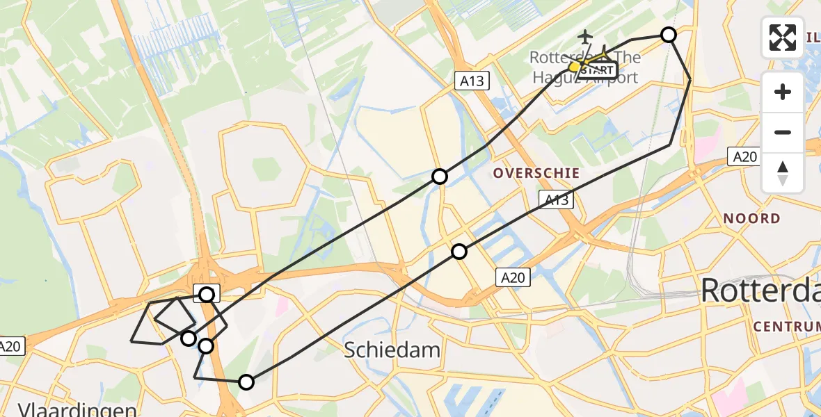 Routekaart van de vlucht: Lifeliner 2 naar Rotterdam The Hague Airport, Achterdijk