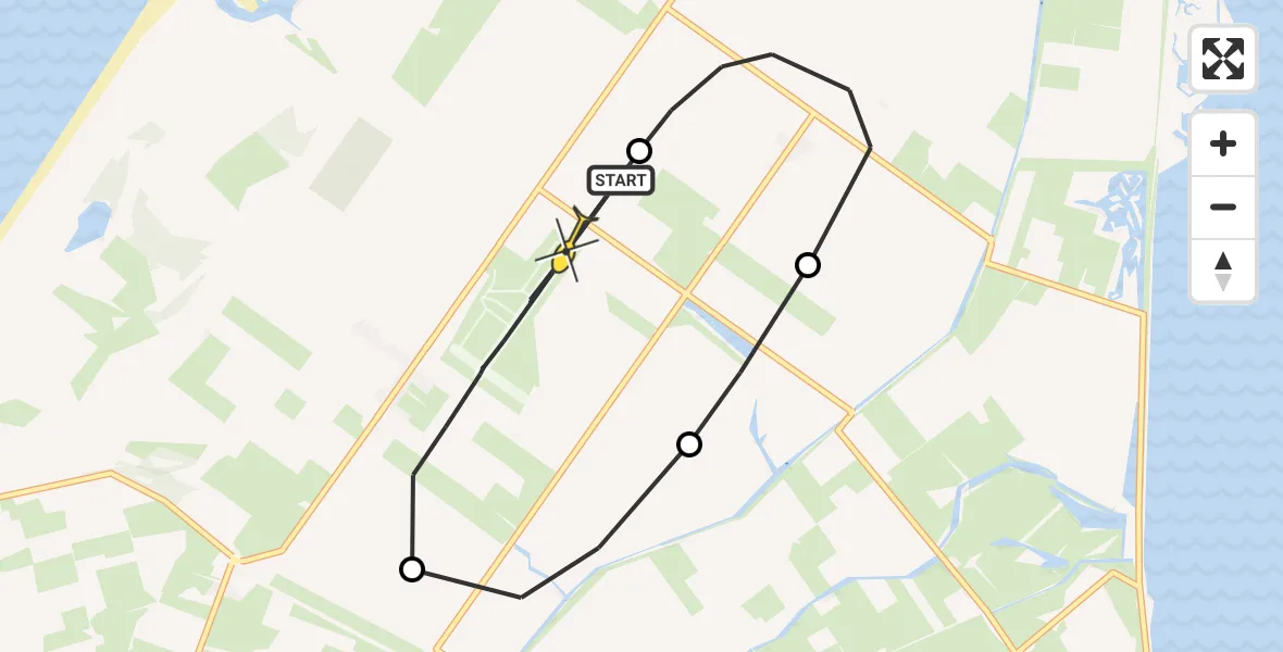 Routekaart van de vlucht: Politieheli naar Texel International Airport, Postweg