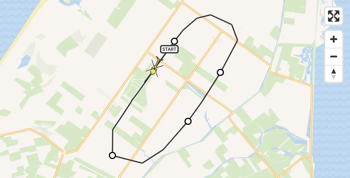 Routekaart van de vlucht: Politiehelikopter naar Texel International Airport, Postweg