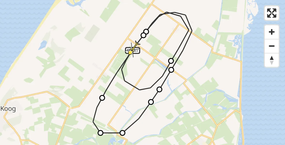 Routekaart van de vlucht: Politieheli naar Texel International Airport, Postweg