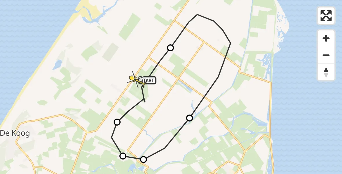 Routekaart van de vlucht: Politieheli naar Texel International Airport, Hoofdweg