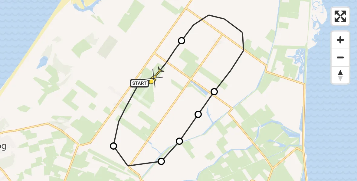 Routekaart van de vlucht: Politieheli naar Texel International Airport, Postweg