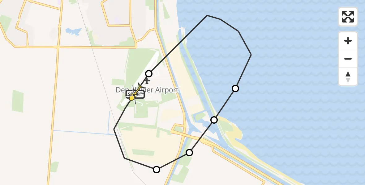 Vluchtroute Politiehelikopter van Vliegveld De Kooy naar Vliegveld De Kooy