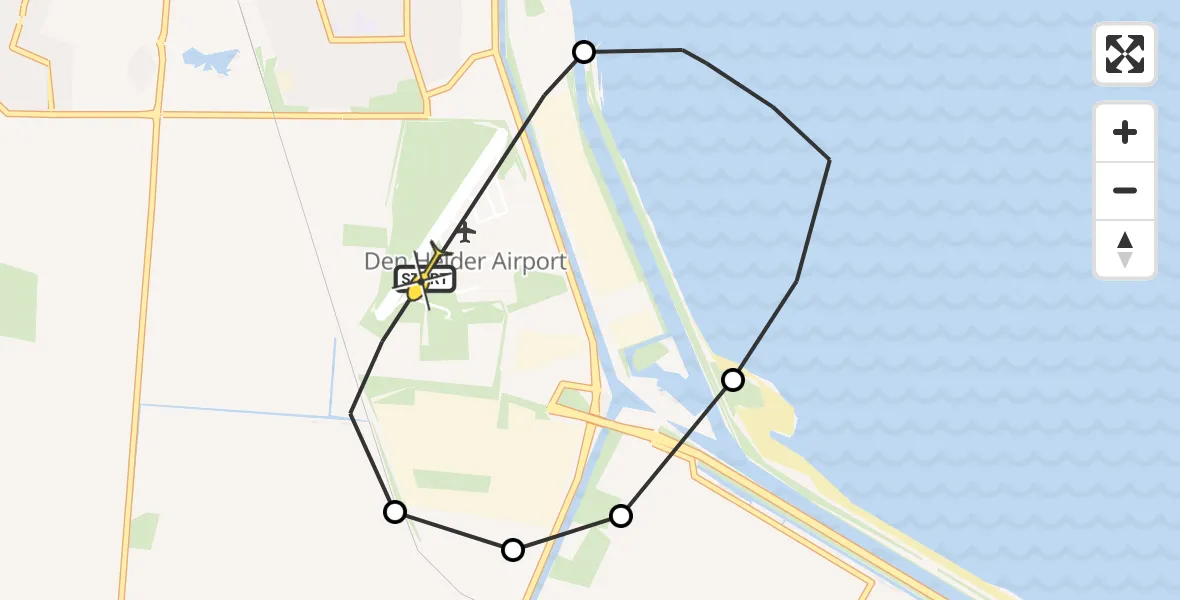 Routekaart van de vlucht: Politieheli naar Vliegveld De Kooy, Luchthavenweg