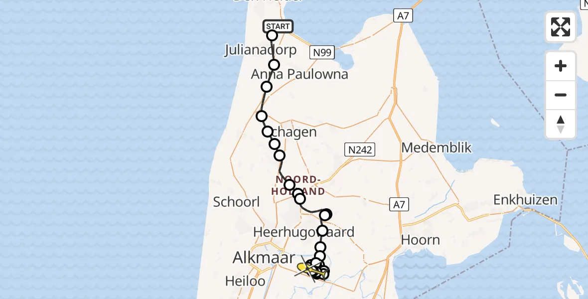 Routekaart van de vlucht: Politieheli naar Stompetoren, Luchthavenweg