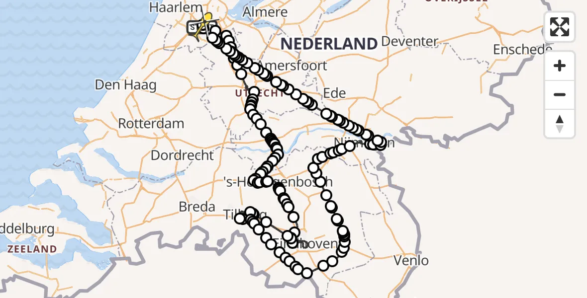 Vluchtroute Politiehelikopter van Schiphol naar Schiphol