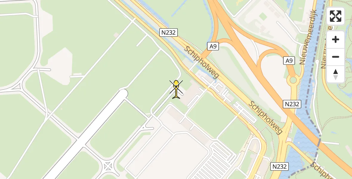 Vluchtroute Politiehelikopter van Schiphol naar Schiphol