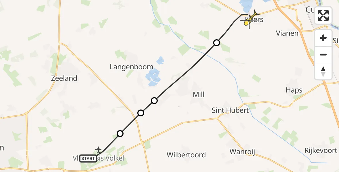 Routekaart van de vlucht: Lifeliner 3 naar Beers NB, Zeelandsedijk