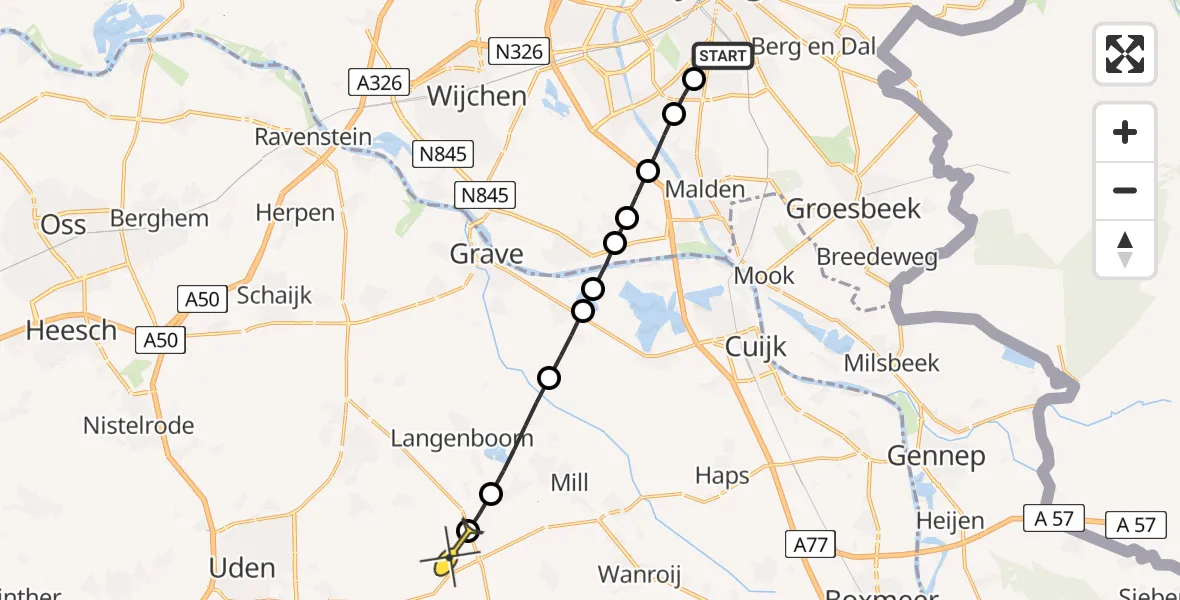 Routekaart van de vlucht: Lifeliner 3 naar Volkel, Geert Grooteplein Zuid