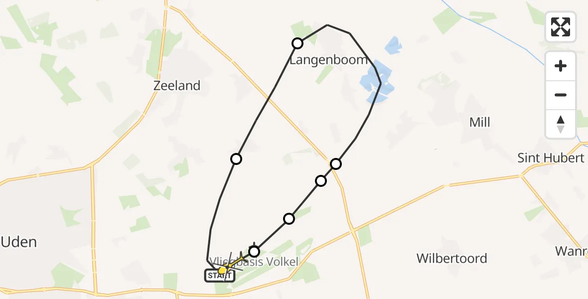 Routekaart van de vlucht: Lifeliner 3 naar Vliegbasis Volkel, Zeelandsedijk