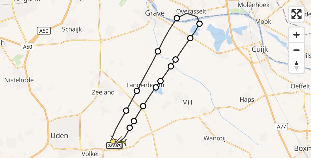 Routekaart van de vlucht: Lifeliner 3 naar Vliegbasis Volkel, Houtvennen