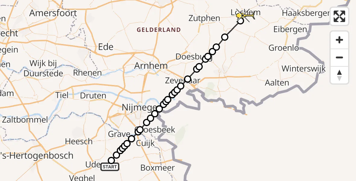 Routekaart van de vlucht: Lifeliner 3 naar Lochem, Houtvennen