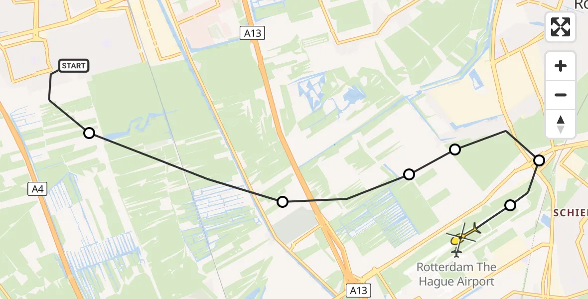 Routekaart van de vlucht: Lifeliner 2 naar Rotterdam The Hague Airport, Abtswoude