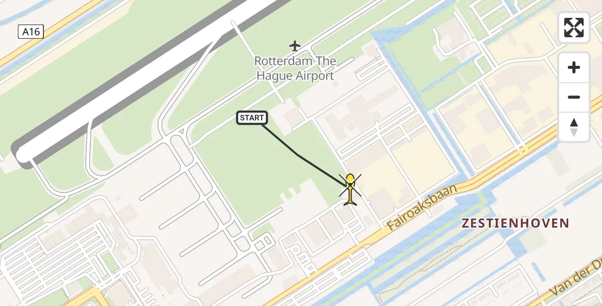 Routekaart van de vlucht: Lifeliner 2 naar Rotterdam The Hague Airport, Brandenburgbaan