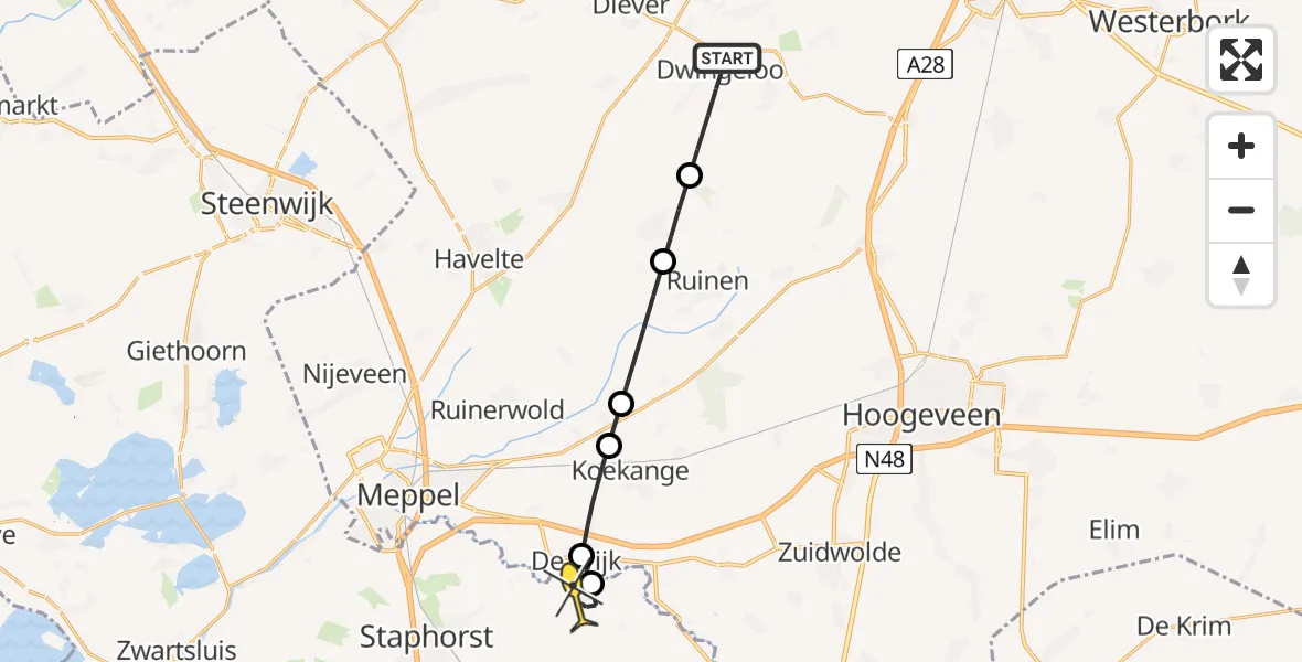 Routekaart van de vlucht: Lifeliner 4 naar IJhorst, Poolweg