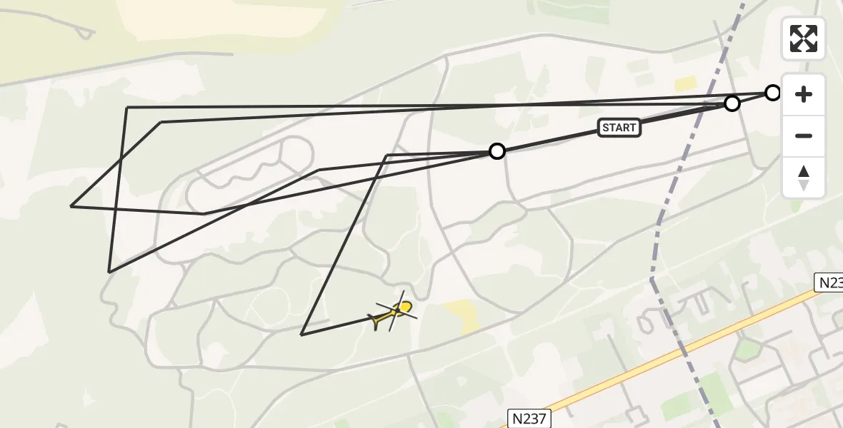 Routekaart van de vlucht: Politieheli naar Soest, Monnikenboschweg