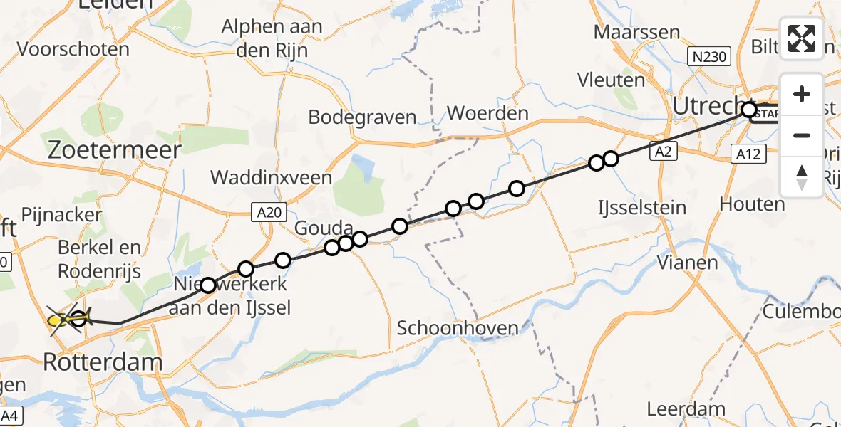 Routekaart van de vlucht: Lifeliner 2 naar Rotterdam The Hague Airport, Princetonlaan