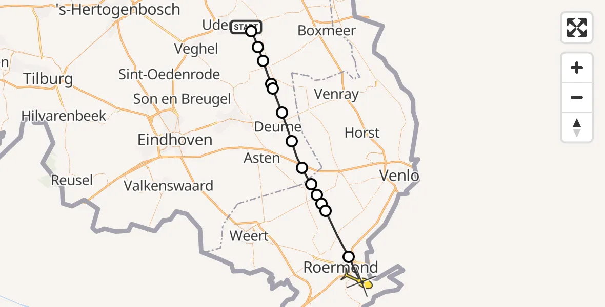 Routekaart van de vlucht: Lifeliner 3 naar Roermond, Beukenlaan