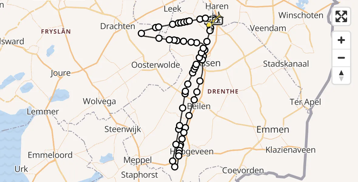 Routekaart van de vlucht: Lifeliner 4 naar Groningen Airport Eelde, Luchtenburgerweg