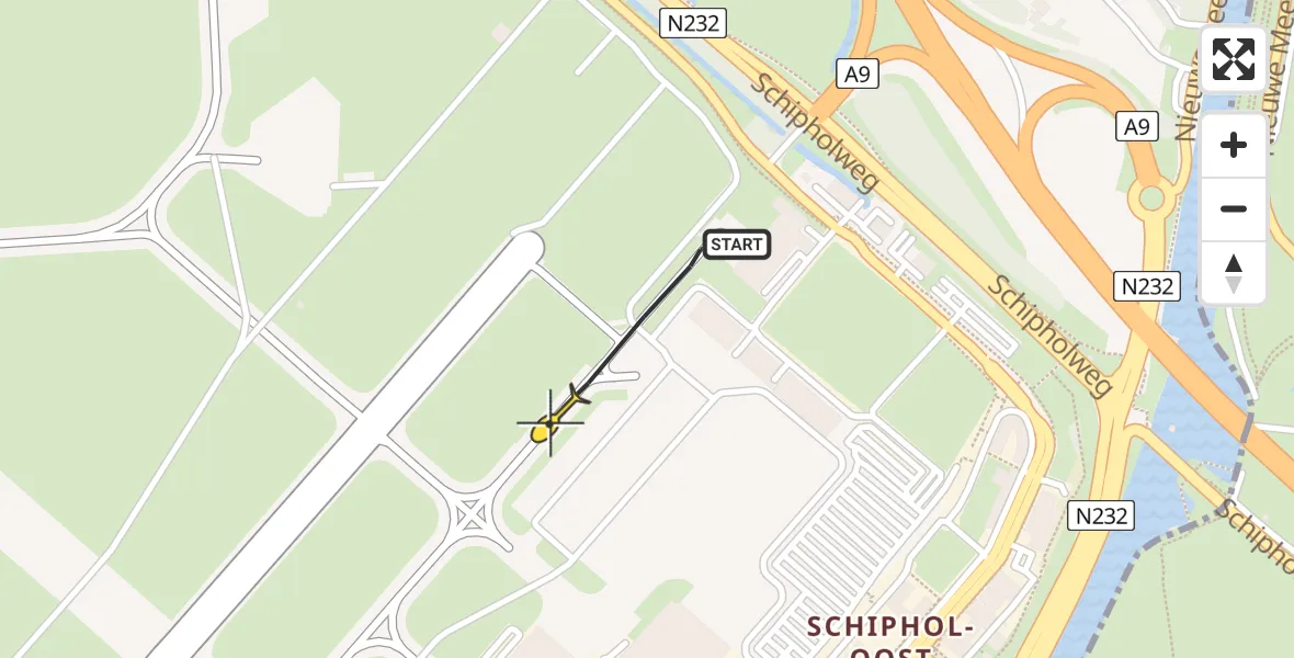 Vluchtroute Politiehelikopter van Schiphol naar Schiphol