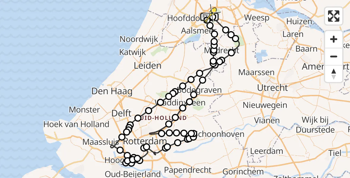 Routekaart van de vlucht: Politieheli naar Schiphol, Schipholweg